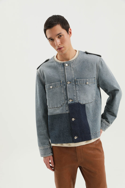 Patched denim jacket