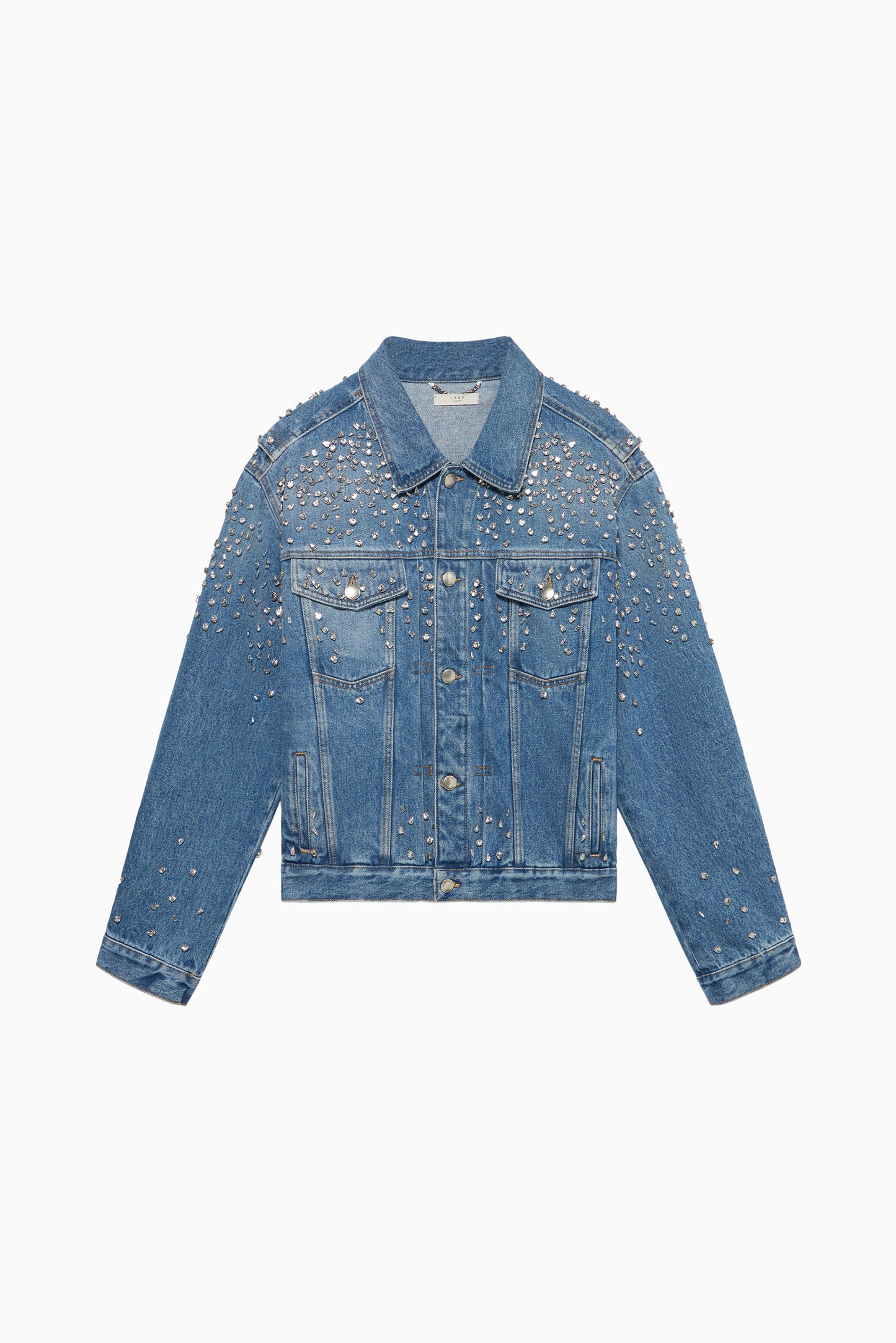 Denim Trucker Jacket Crystals Blu