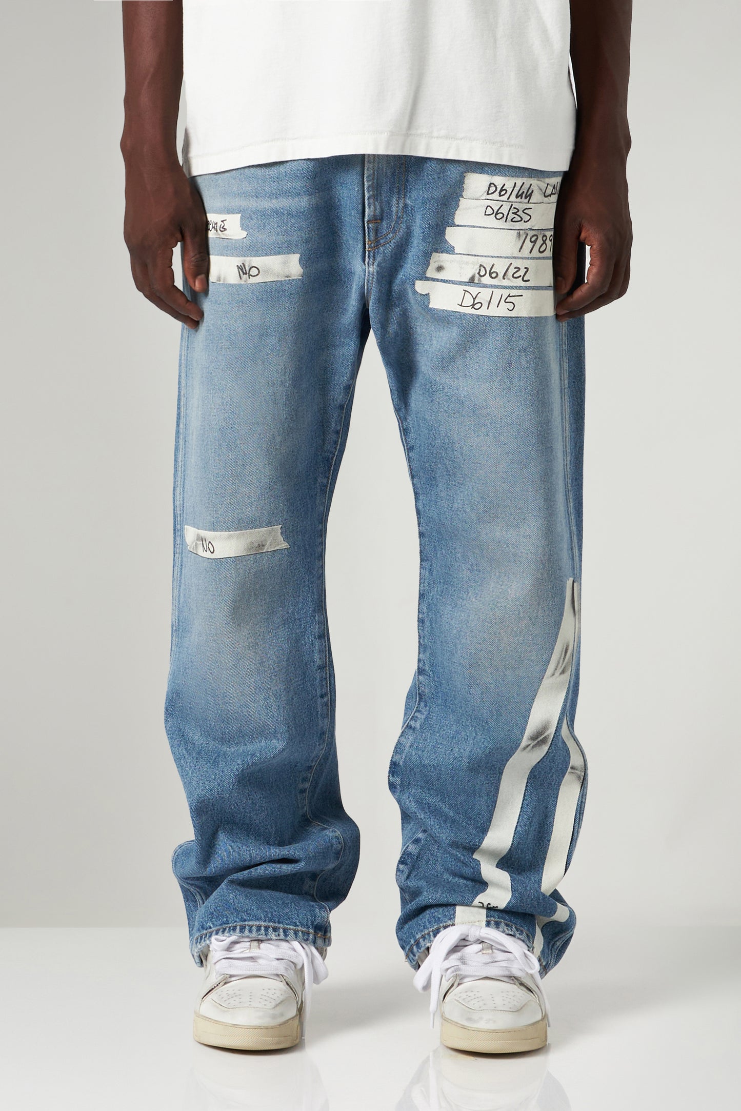 Straight Denim Jeans With Tape Details